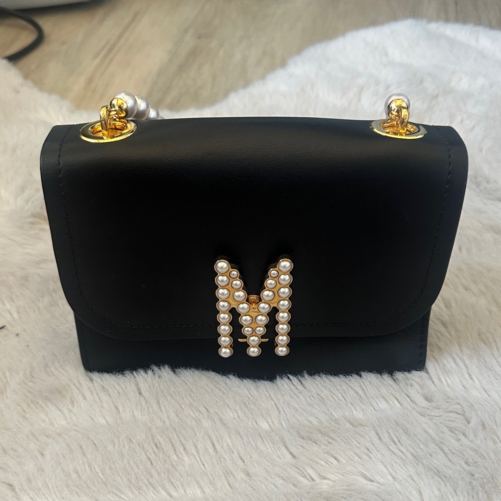 NWOT Moschino Black Mini Bag with Pearl Accent